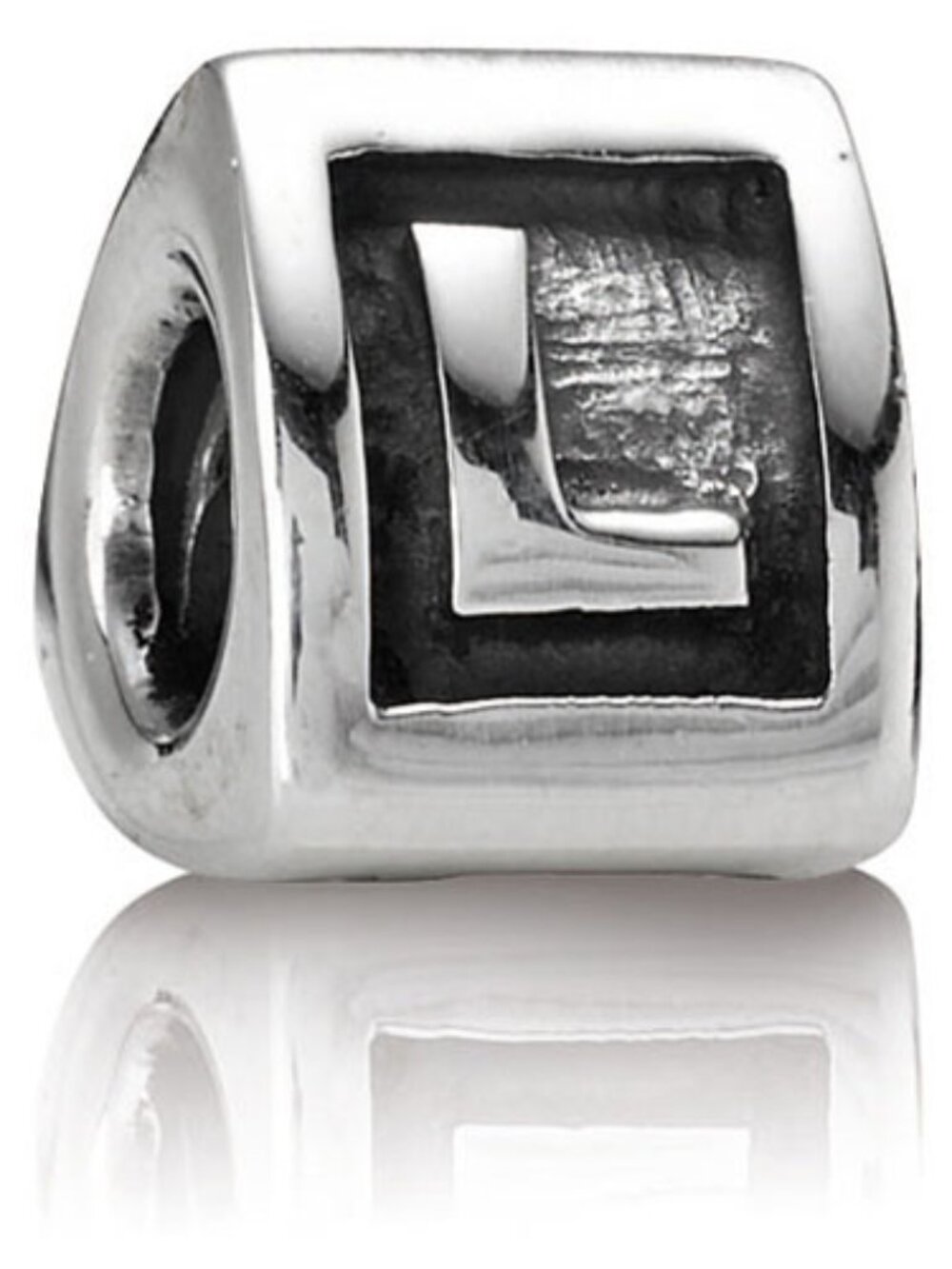 PANDORA Alphabet Letter - L - Authentic Sterling Silver Three Sided
